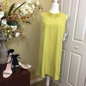 ALEX MARIE PETER PAN JEWEL COLLAR SLEEVELESS SHIFT DRESS SAFFRON‎ SIZE 10…